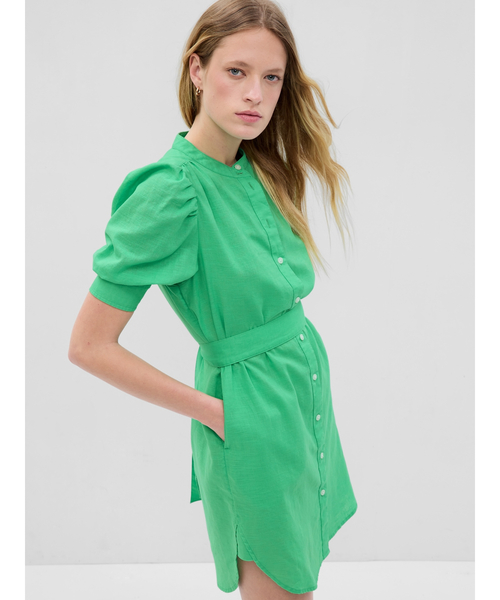 GAP（ギャップ）の「袖コンシャス コットンリネン混紡 シャツワンピース（ワンピース・レディース・ベージュ/グリーン/ブルー/ブラック・XS/S/M/L/XXS）」の16枚目の写真