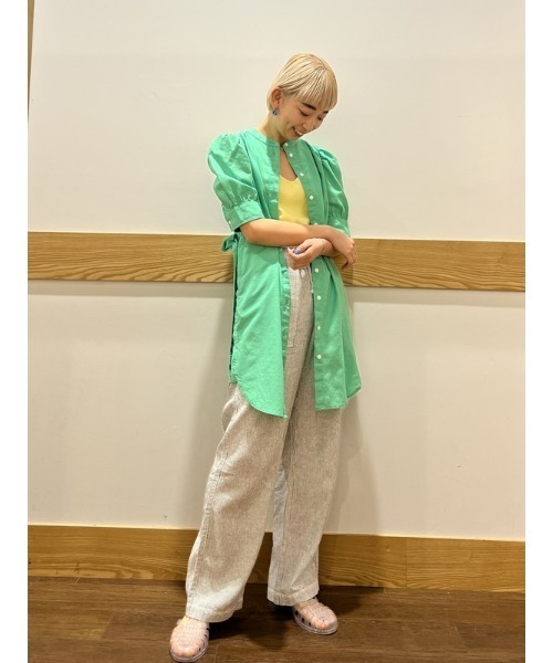 GAP（ギャップ）の「袖コンシャス コットンリネン混紡 シャツワンピース（ワンピース・レディース・ベージュ/グリーン/ブルー/ブラック・XS/S/M/L/XXS）」の21枚目の写真