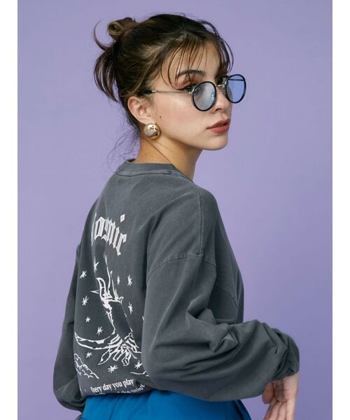 EVRIS（エヴリス）の「ROUND HEM サングラス（サングラス・レディース・その他1/ブラック・FREE）」の5枚目の写真