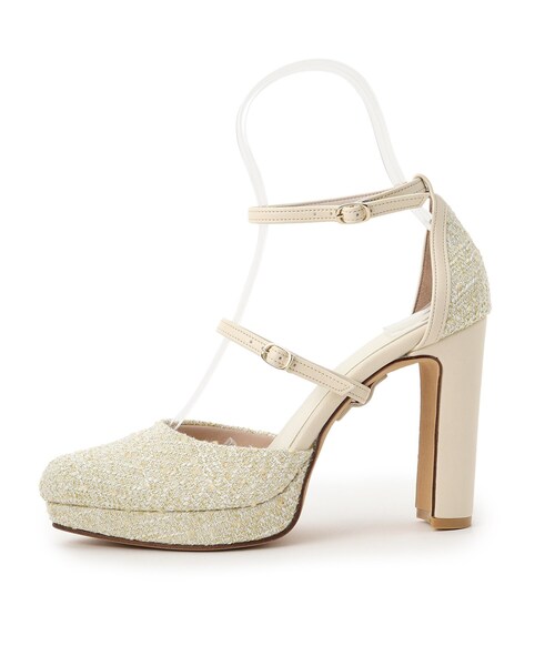 ESPERANZA（エスペランサ）の「ダブルストラップ3WAYツイードプラットフォーム厚底ヒールパンプス（パンプス・レディース・アイボリー系2/ブラック系2/イエロー系2/ブルー系2/ベージュ系8/ブラック系8・24.5cm/25.0cm/23.5cm/24.0cm/22.5cm/23.0cm/21.5cm/22.0cm）」の12枚目の写真