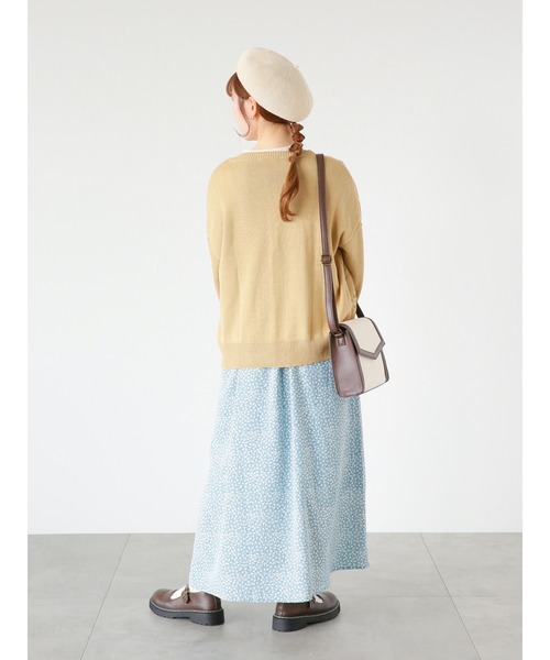 ehka sopo（エヘカソポ）の「ポンポン透かし編みカーディガン（カーディガン/ボレロ・レディース・イエロー/キナリ/グリーン/サックスブルー・ﾌﾘ-）」の20枚目の写真