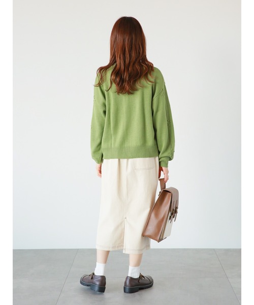 ehka sopo（エヘカソポ）の「ポンポン透かし編みカーディガン（カーディガン/ボレロ・レディース・イエロー/キナリ/グリーン/サックスブルー・ﾌﾘ-）」の19枚目の写真