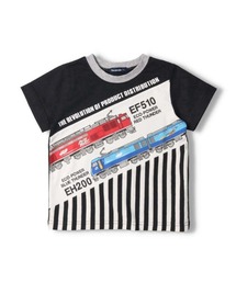 Moujonjon（ムージョンジョン）の「JR貨物電車ストライプ切替半袖Ｔシャツ（Tシャツ/カットソー・キッズ）」