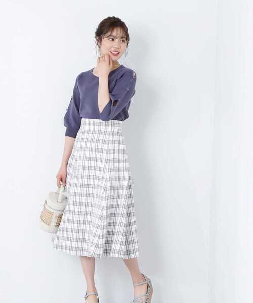 PROPORTION BODY DRESSING（プロポーションボディドレッシング）の「チェックフレアスカート / 1213120406（スカート・レディース・ライトグリーン/ベージュ/グレー・X-SMALL/MEDIUM/SMALL）」の9枚目の写真