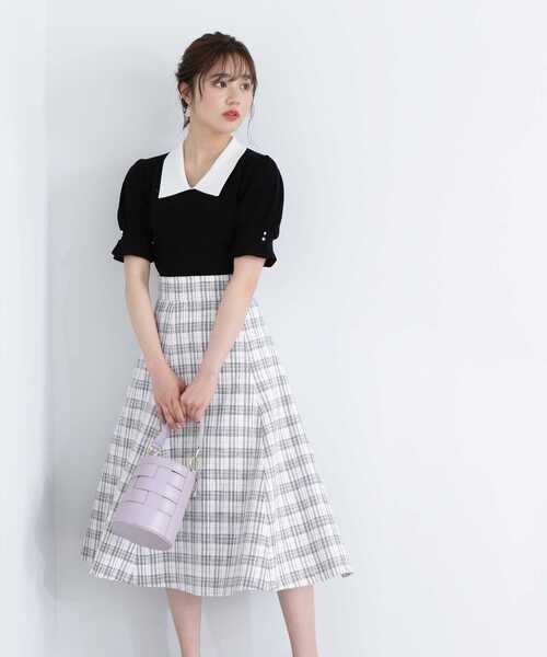 PROPORTION BODY DRESSING（プロポーションボディドレッシング）の「チェックフレアスカート / 1213120406（スカート・レディース・ライトグリーン/ベージュ/グレー・X-SMALL/MEDIUM/SMALL）」の2枚目の写真