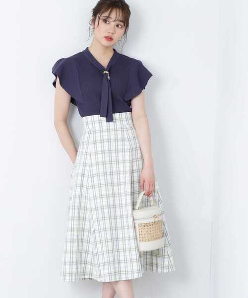 PROPORTION BODY DRESSING（プロポーションボディドレッシング）の「チェックフレアスカート / 1213120406（スカート・レディース・ライトグリーン/ベージュ/グレー・X-SMALL/MEDIUM/SMALL）」の3枚目の写真