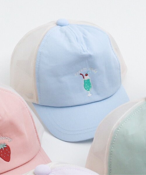 apres les cours（アプレレクール）の「【ワンポイント/パステル】バラエティモチーフメッシュキャップ（キャップ・キッズ・ベージュ/サックスブルー/ピンク/ネイビー/ミント/ラベンダー・50/54/58）」の4枚目の写真