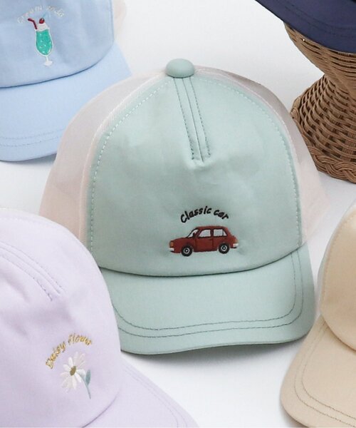 apres les cours（アプレレクール）の「【ワンポイント/パステル】バラエティモチーフメッシュキャップ（キャップ・キッズ・ベージュ/サックスブルー/ピンク/ネイビー/ミント/ラベンダー・50/54/58）」の2枚目の写真