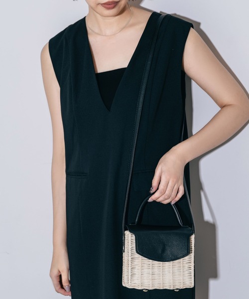 A part by（アパートバイ）の「ラタンショルダーバッグ（ショルダーバッグ・レディース・ライトグリーン/ブラック・FREE）」の3枚目の写真