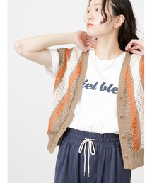 Samansa Mos2 blue | ロゴチュニックTシャツ(Tシャツ/カットソー)