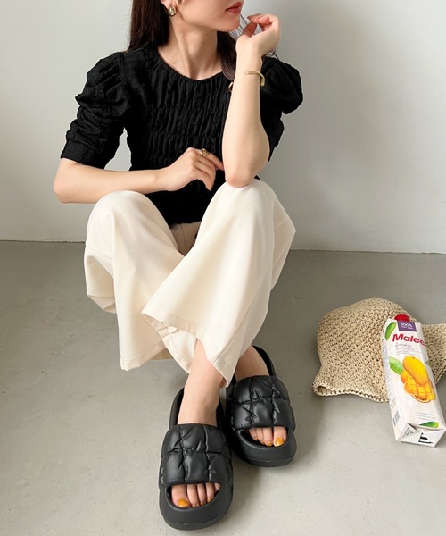 CLEA（クレア）の「パデッドフラット厚底サンダル（サンダル・レディース・グリーン/ホワイト/ブラック・23.5cm/24.5cm）」の10枚目の写真