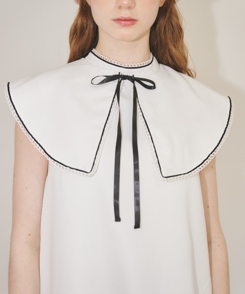 MIRO AMURETTE（ミロアミュレット）の「piping collar onepiece/つけ襟付きノースリーブワンピース（ワンピース・レディース・ホワイト・MEDIUM/SMALL）」の12枚目の写真