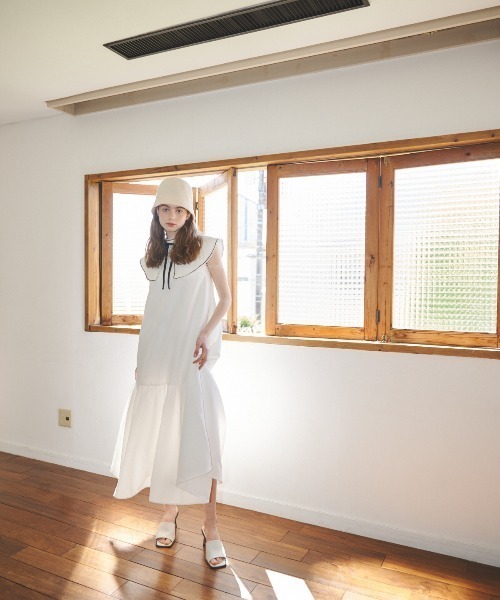 MIRO AMURETTE（ミロアミュレット）の「piping collar onepiece/つけ襟付きノースリーブワンピース（ワンピース・レディース・ホワイト・MEDIUM/SMALL）」の8枚目の写真
