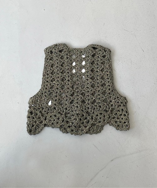 GANNI（ガニー）の「GANNI Crochet V-neck Bead Top（ベスト）」 - WEAR