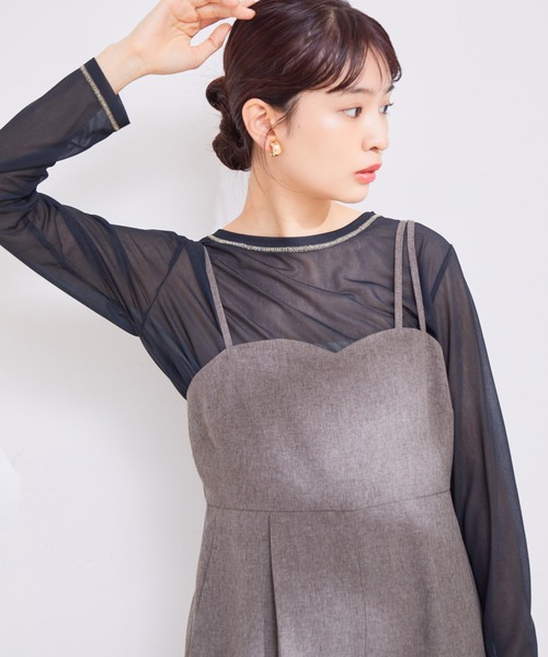 VIS(ビス)の「【洗える】クルーネックシアーロングTシャツ(Tシャツ/カットソー・レディース・ブラック/オフホワイト/オレンジ系その他・FREE)」の14枚目の写真