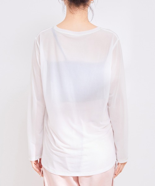 VIS(ビス)の「【洗える】クルーネックシアーロングTシャツ(Tシャツ/カットソー・レディース・ブラック/オフホワイト/オレンジ系その他・FREE)」の22枚目の写真