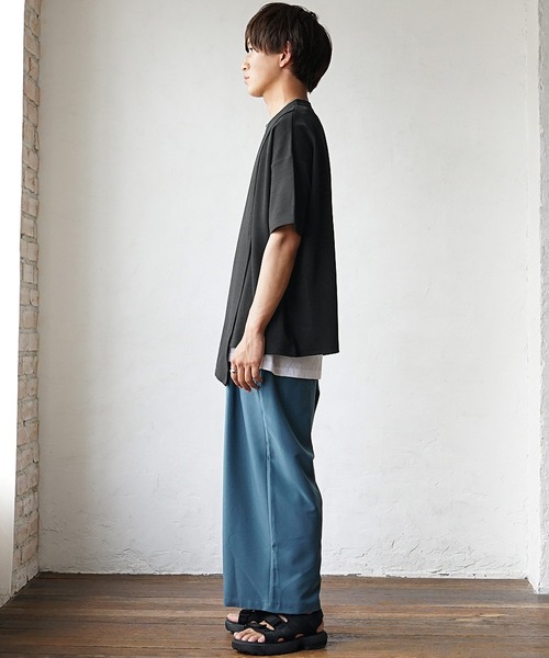 MinoriTY(マイノリティ)の「【MinoriTY】さらさら梨地素材アシメトリーカットワークアンサンブル 半袖Tシャツ+タンクトップ メンズ 夏服【2枚セット】(アンサンブル・メンズ・グリーン/ブラック/パープル・L/M/S)」の22枚目の写真