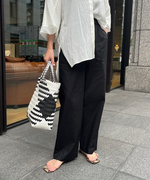 DouDou（ドゥドゥ）の「ベイカーリネン混パンツ（その他パンツ・レディース・カーキ/ブラック/ピンク・36/38）」の2枚目の写真