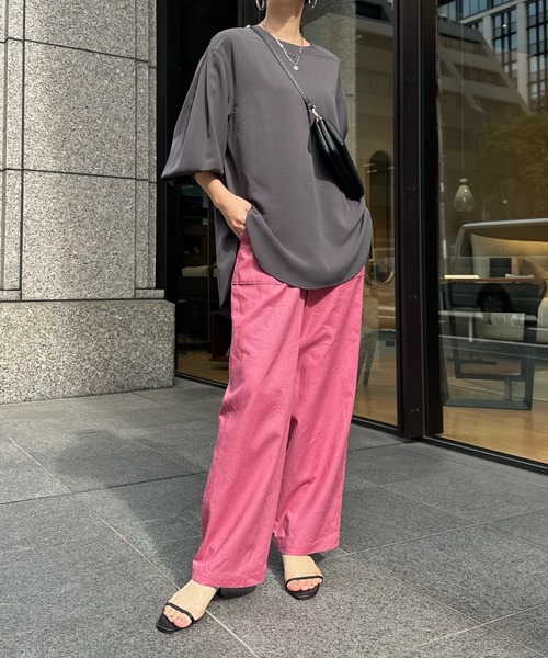 DouDou（ドゥドゥ）の「ベイカーリネン混パンツ（その他パンツ・レディース・カーキ/ブラック/ピンク・36/38）」の22枚目の写真