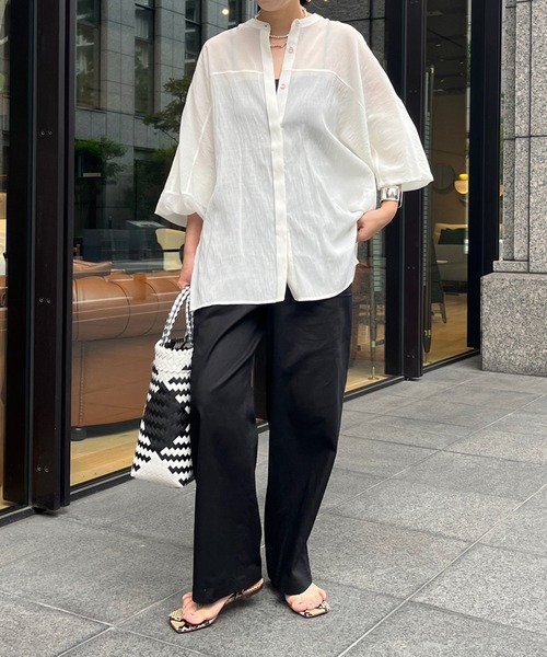 DouDou（ドゥドゥ）の「ベイカーリネン混パンツ（その他パンツ・レディース・カーキ/ブラック/ピンク・36/38）」の6枚目の写真