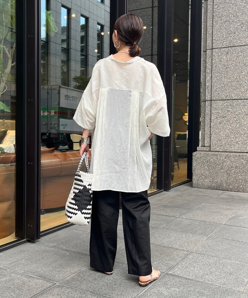 DouDou（ドゥドゥ）の「ベイカーリネン混パンツ（その他パンツ・レディース・カーキ/ブラック/ピンク・36/38）」の8枚目の写真