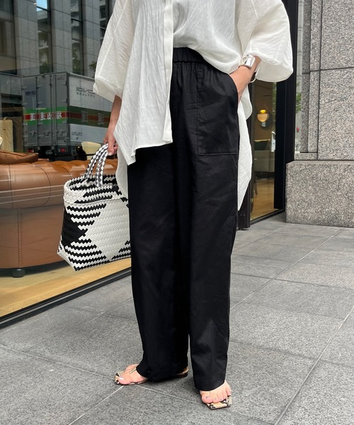 DouDou（ドゥドゥ）の「ベイカーリネン混パンツ（その他パンツ・レディース・カーキ/ブラック/ピンク・36/38）」の11枚目の写真