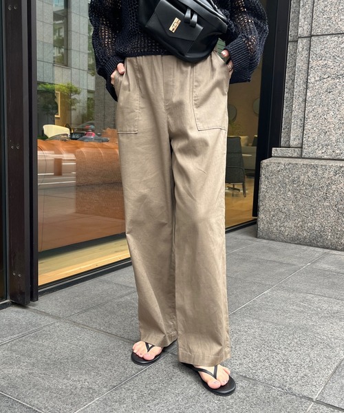 DouDou（ドゥドゥ）の「ベイカーリネン混パンツ（その他パンツ・レディース・カーキ/ブラック/ピンク・36/38）」の18枚目の写真