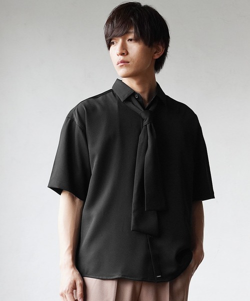 MinoriTY（マイノリティ）の「【MinoriTY】ルーズサイズタイ付き半袖シャツ メンズ オーバーサイズ ルーズシルエット（シャツ/ブラウス・メンズ・ホワイト/ブラック/グレー・M/L）」の11枚目の写真