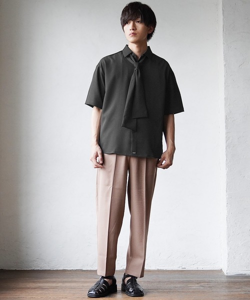 MinoriTY（マイノリティ）の「【MinoriTY】ルーズサイズタイ付き半袖シャツ メンズ オーバーサイズ ルーズシルエット（シャツ/ブラウス・メンズ・ホワイト/ブラック/グレー・M/L）」の22枚目の写真