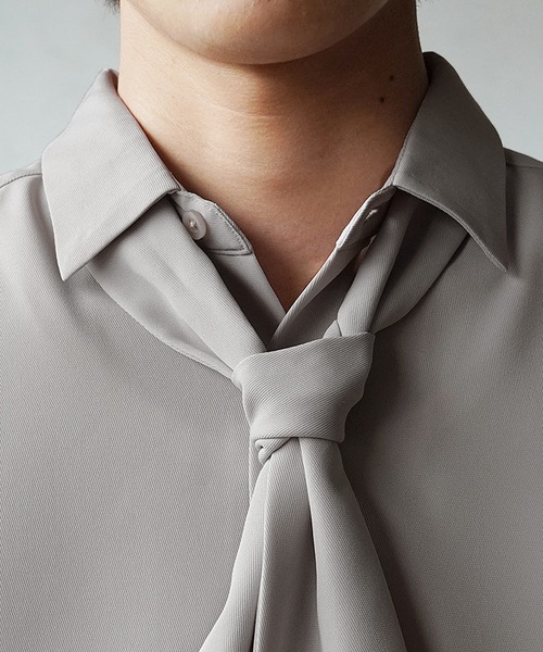 MinoriTY（マイノリティ）の「【MinoriTY】ルーズサイズタイ付き半袖シャツ メンズ オーバーサイズ ルーズシルエット（シャツ/ブラウス・メンズ・ホワイト/ブラック/グレー・M/L）」の20枚目の写真