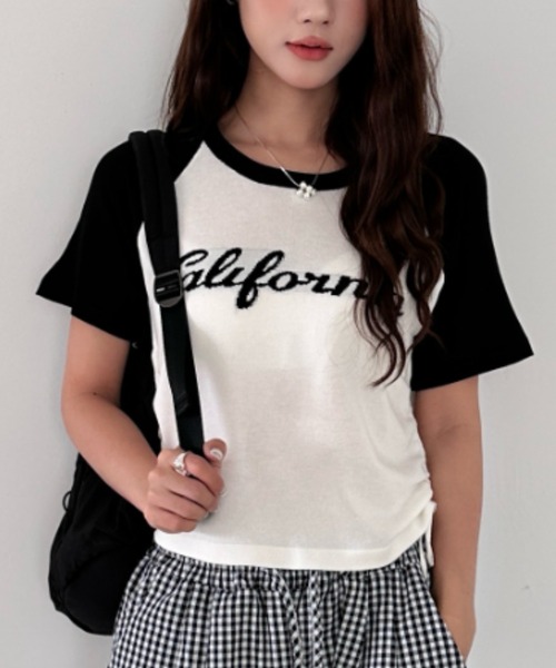 セール】ラグランスリーブギャザーTシャツ（Tシャツ/カットソー