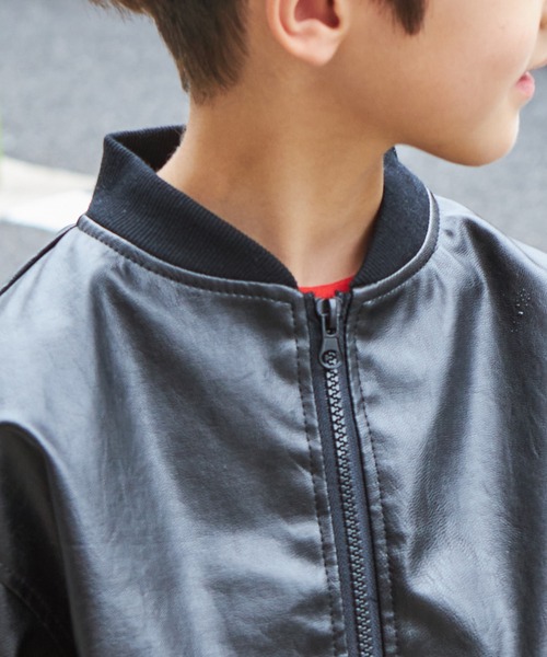 PAIRMANON STREET（ペアマノンストリート）の「【PAIRMANON STREET】フェイクレザー ボンバー ジャケット アウター（その他アウター・キッズ・ブラック/ブラウン/その他1・140/120/110/150/100/90/130）」の9枚目の写真