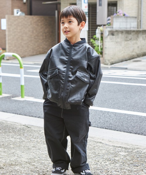 PAIRMANON STREET（ペアマノンストリート）の「【PAIRMANON STREET】フェイクレザー ボンバー ジャケット アウター（その他アウター・キッズ・ブラック/ブラウン/その他1・140/120/110/150/100/90/130）」の8枚目の写真
