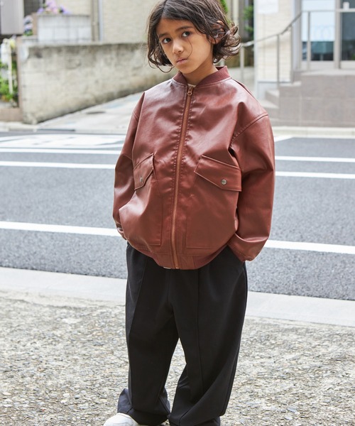 PAIRMANON STREET（ペアマノンストリート）の「【PAIRMANON STREET】フェイクレザー ボンバー ジャケット アウター（その他アウター・キッズ・ブラック/ブラウン/その他1・140/120/110/150/100/90/130）」の7枚目の写真