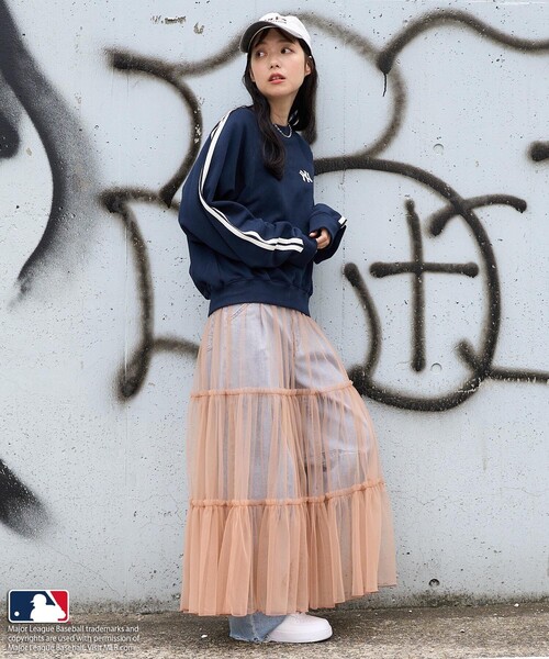 FREAK'S STORE(フリークスストア)の「MLB × FREAK'S STORE/エムエルビー MLB トラックプルオーバー/ラインスウェット(スウェット・レディース・グリーン/オフホワイト/ネイビー・フリ-)」の5枚目の写真