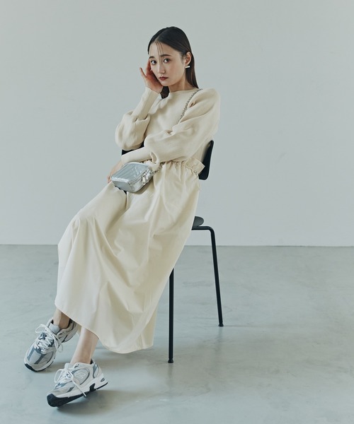 N.（N. Natural Beauty Basic）（エヌエヌナチュラルビューティーベーシック）の「◆ドッキングドロストワンピース（ワンピース・レディース・スミクロ/ライトグリーン/ナチュラル・MEDIUM）」の3枚目の写真