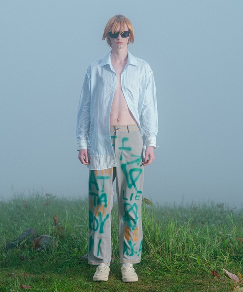 amok(アモク)の「HAND STITCH DOCKING SHIRT(シャツ/ブラウス・メンズ・ホワイト/ブルー・M/L/S)」の4枚目の写真