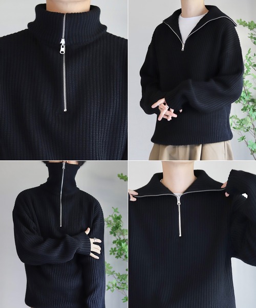 WONDER WONDER（ワンダーワンダー）の「4way ハーフジップ ニット（ニット/セーター・メンズ・ブラック/ブルー・M/L）」の3枚目の写真