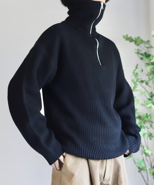 WONDER WONDER（ワンダーワンダー）の「4way ハーフジップ ニット（ニット/セーター・メンズ・ブラック/ブルー・M/L）」の7枚目の写真