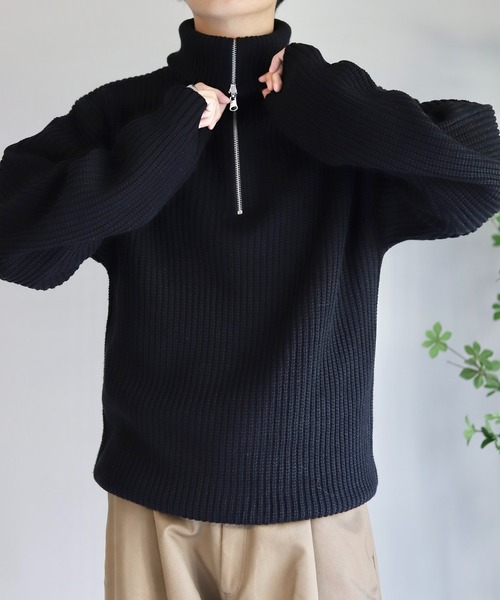 WONDER WONDER（ワンダーワンダー）の「4way ハーフジップ ニット（ニット/セーター・メンズ・ブラック/ブルー・M/L）」の8枚目の写真