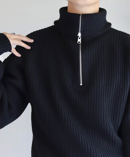 WONDER WONDER（ワンダーワンダー）の「4way ハーフジップ ニット（ニット/セーター・メンズ・ブラック/ブルー・M/L）」の9枚目の写真