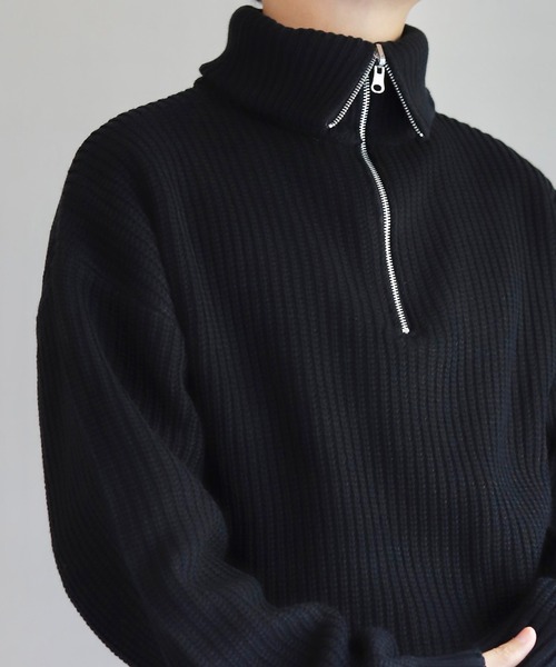 WONDER WONDER（ワンダーワンダー）の「4way ハーフジップ ニット（ニット/セーター・メンズ・ブラック/ブルー・M/L）」の10枚目の写真