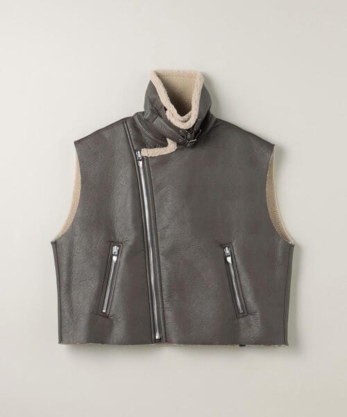 ASTRAET（アストラット）の「＜ASTRAET＞フェイクムートン Wライダース ベスト（ライダースジャケット・レディース・ダークブラウン・FREE）」の10枚目の写真