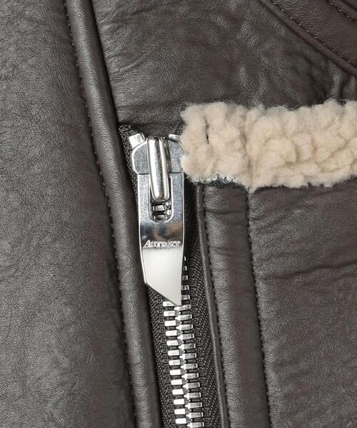 ASTRAET（アストラット）の「＜ASTRAET＞フェイクムートン Wライダース ベスト（ライダースジャケット・レディース・ダークブラウン・FREE）」の15枚目の写真