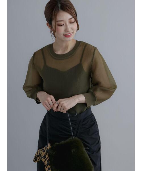 Te chichi（テチチ）の「シアーオーガンジープルオーバー（シャツ/ブラウス・レディース・ブラック/カーキ/チャコールグレー・F）」の3枚目の写真