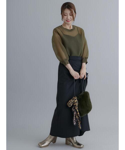 Te chichi（テチチ）の「シアーオーガンジープルオーバー（シャツ/ブラウス・レディース・ブラック/カーキ/チャコールグレー・F）」の20枚目の写真