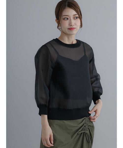 Te chichi（テチチ）の「シアーオーガンジープルオーバー（シャツ/ブラウス・レディース・ブラック/カーキ/チャコールグレー・F）」の4枚目の写真