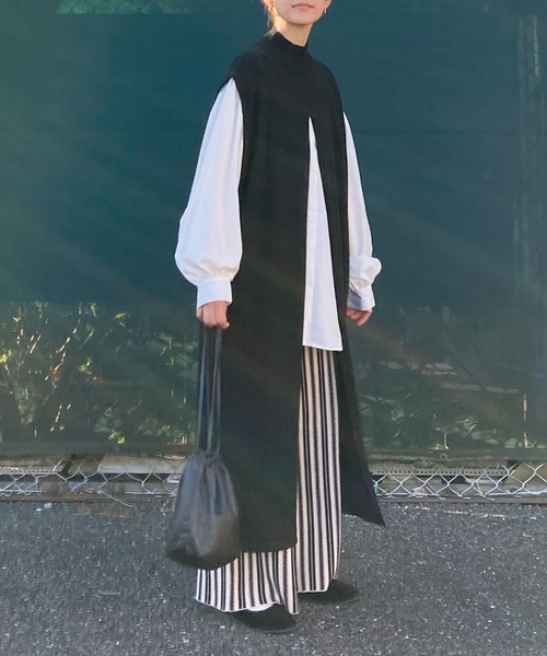 CORNERS by KR（コーナーズバイケーアール）の「CORNERS by KR 2wayハイネックスリットニットワンピ（ワンピース・レディース・ブラック/ベージュ/グレー・M）」の10枚目の写真