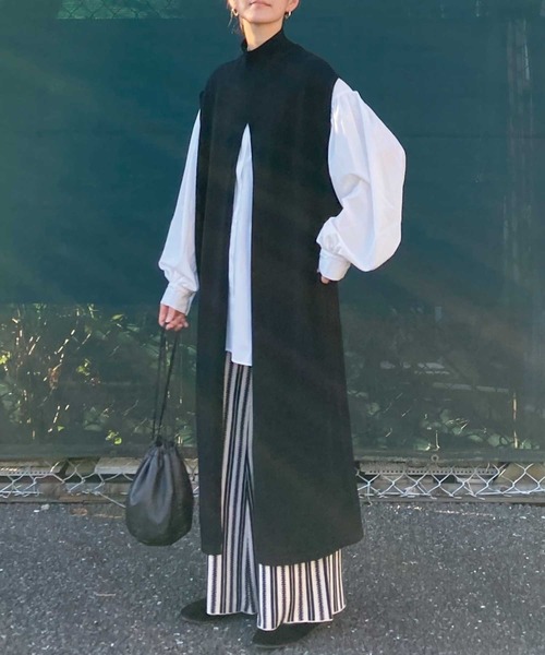 CORNERS by KR（コーナーズバイケーアール）の「CORNERS by KR 2wayハイネックスリットニットワンピ（ワンピース・レディース・ブラック/ベージュ/グレー・M）」の12枚目の写真