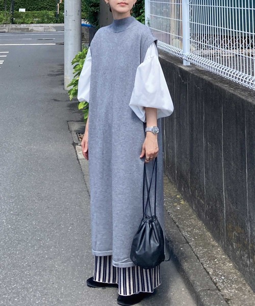 CORNERS by KR（コーナーズバイケーアール）の「CORNERS by KR 2wayハイネックスリットニットワンピ（ワンピース・レディース・ブラック/ベージュ/グレー・M）」の20枚目の写真